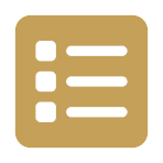 Gold list symbol on black background